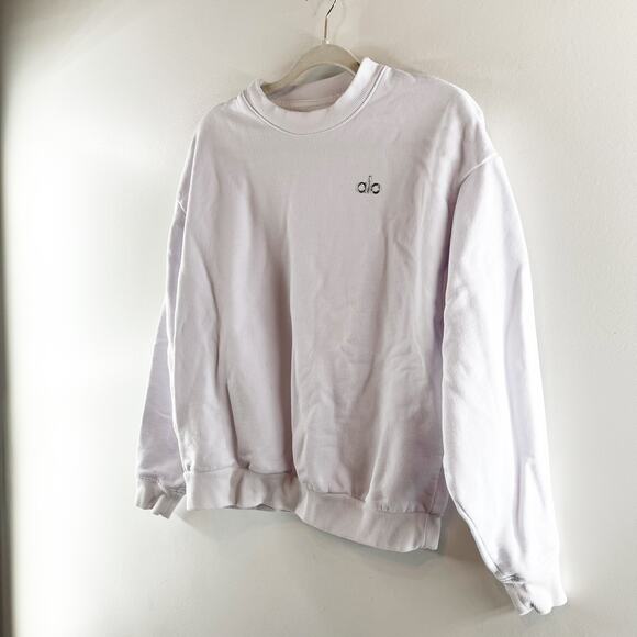 Alo Yoga Accolade Crewneck Oversized Pullover Sweatshirt White XS - Picture 4 of 7